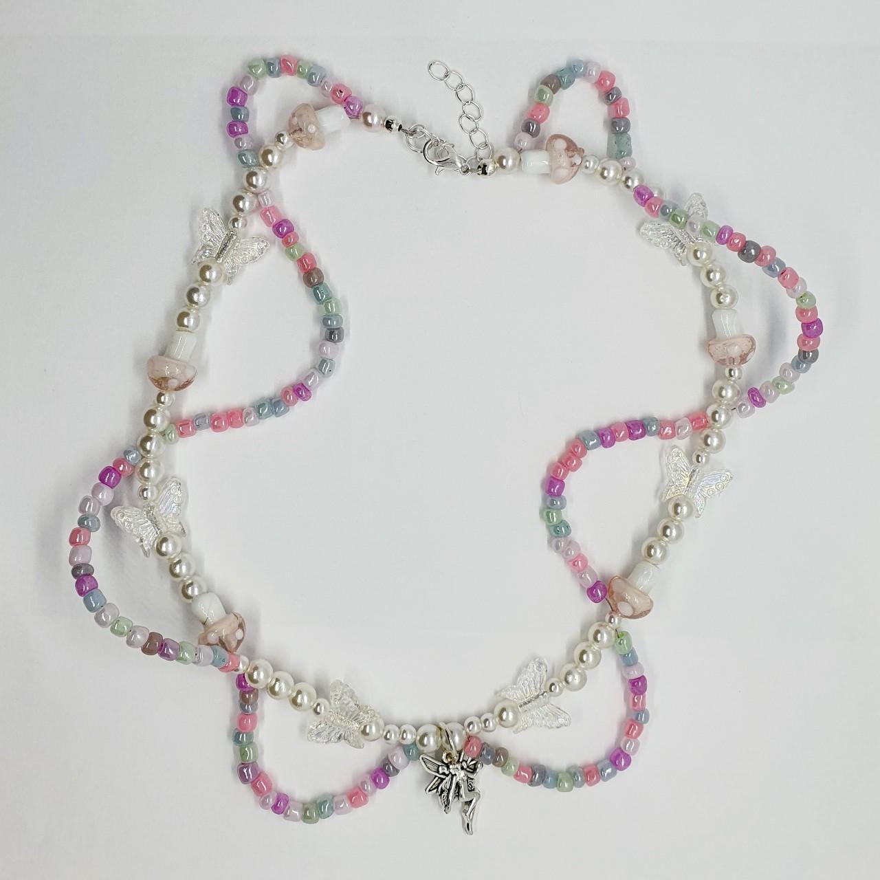 Pretty Fairy beaded Necklace. Butterflies. Fairy... Depop