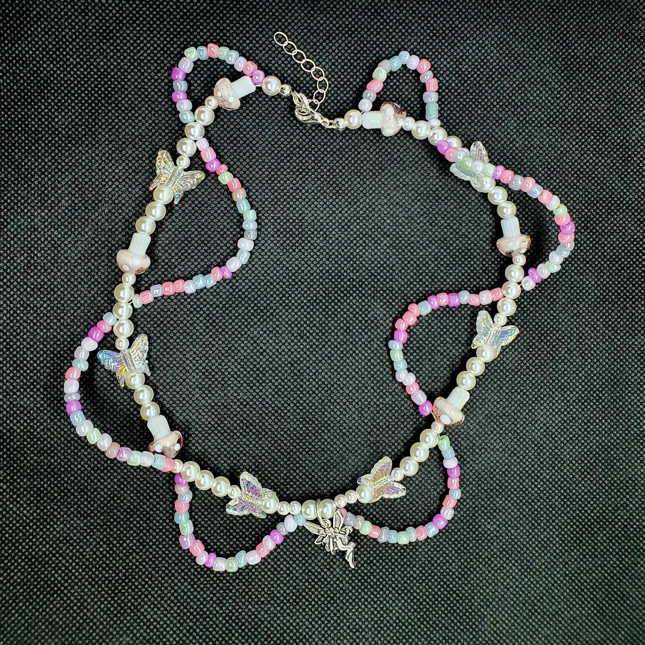 Pretty Fairy beaded Necklace. Butterflies. Fairy... Depop