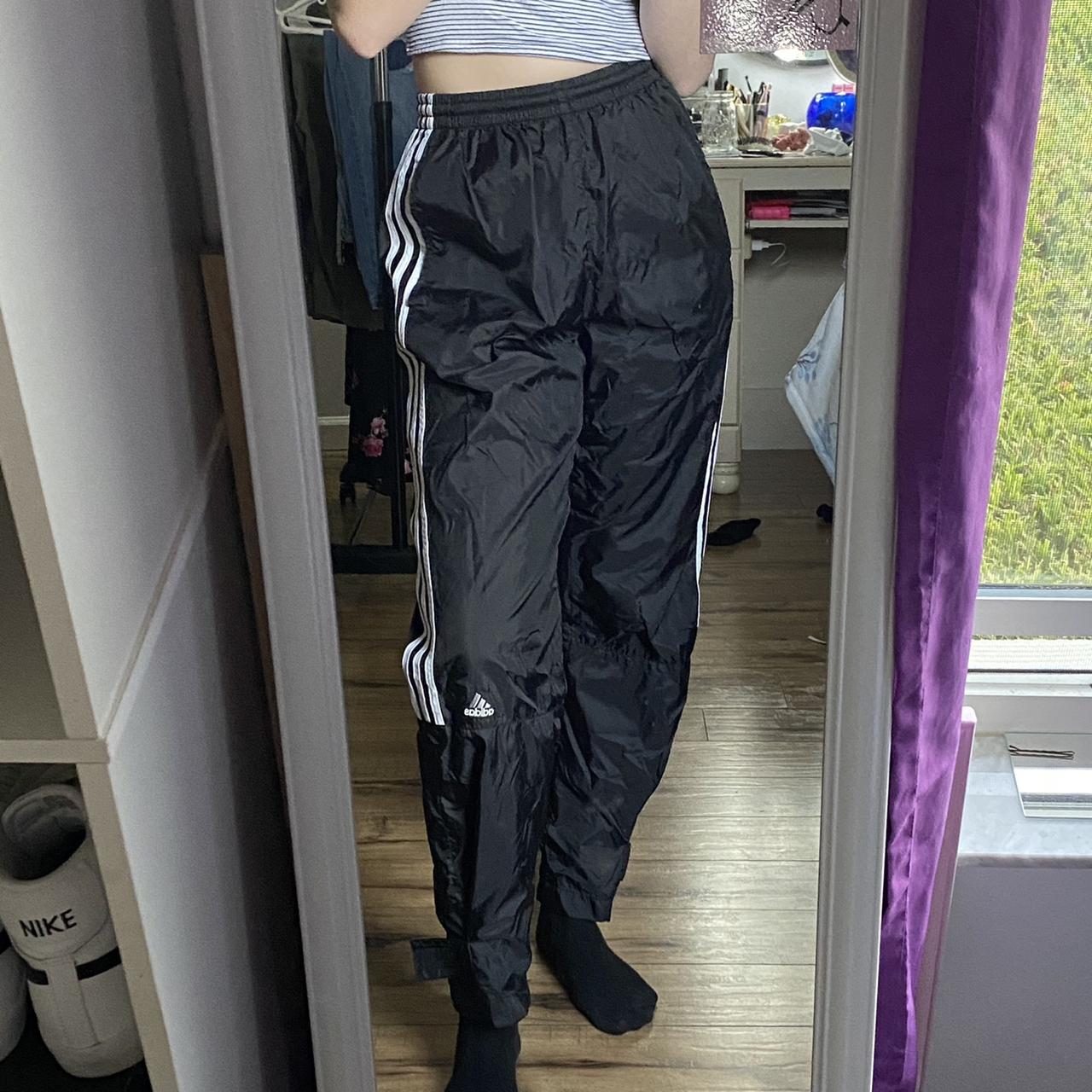 Adidas Track Black Windbreaker Pants Men’s Size XL Drawstring Side Pocket