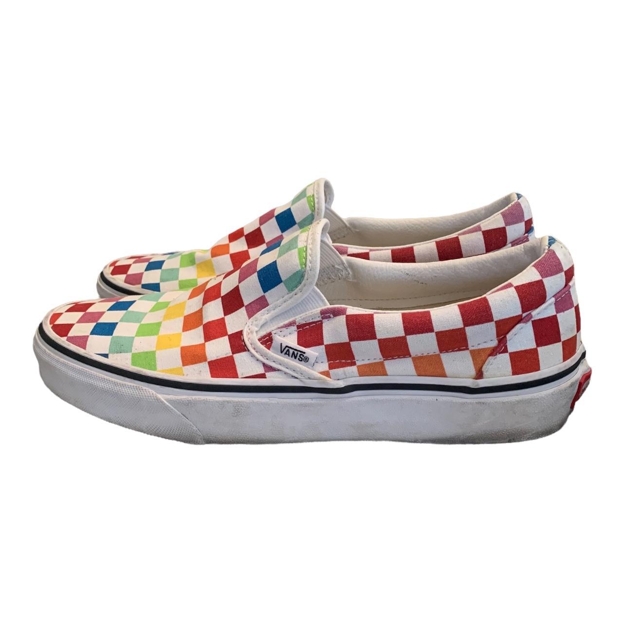 van slip on rainbow checkerboard