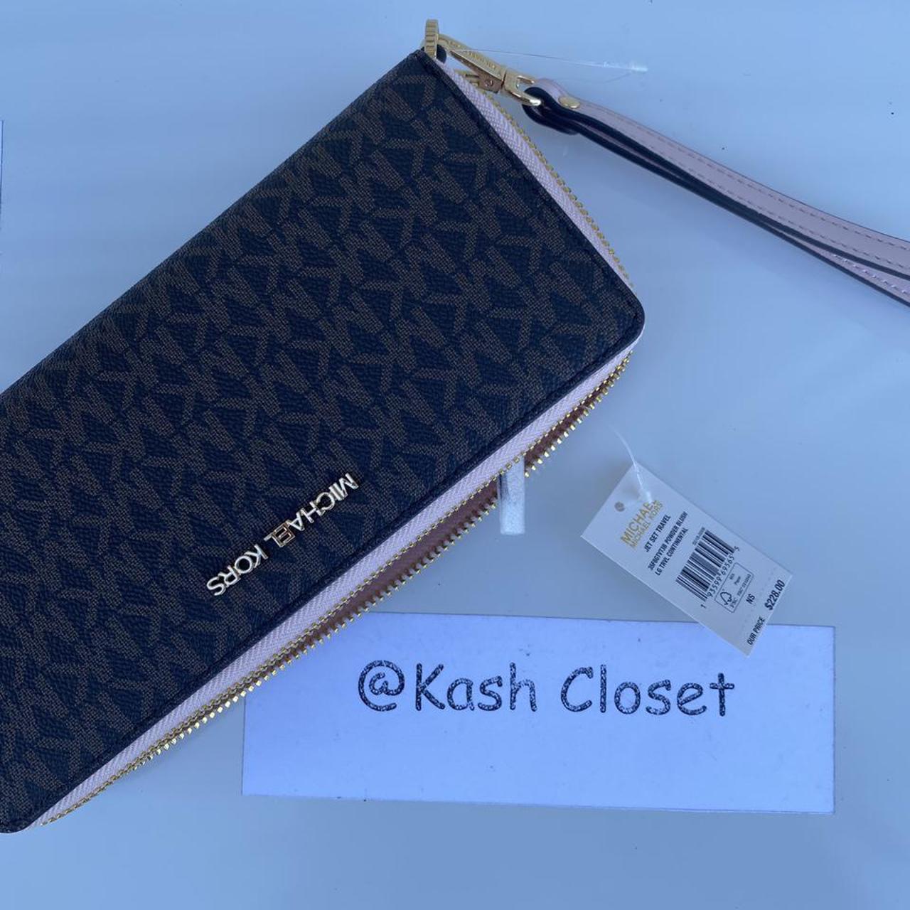 MK Large Logo Continental Wallet - Powder... - Depop