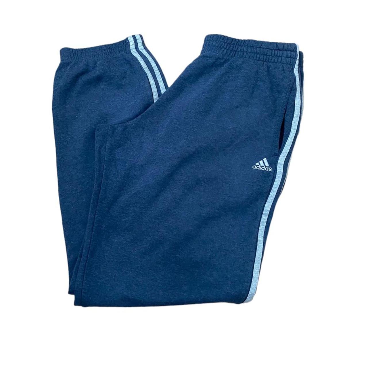 vintage Adidas joggers in a navy + grey... Depop