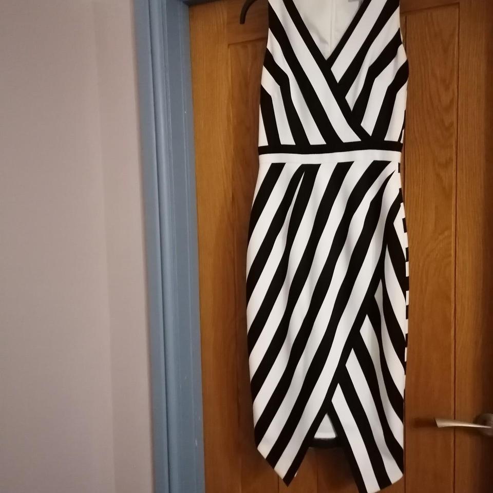 Coast black and white striped midi dress Size 8 Only. Depop