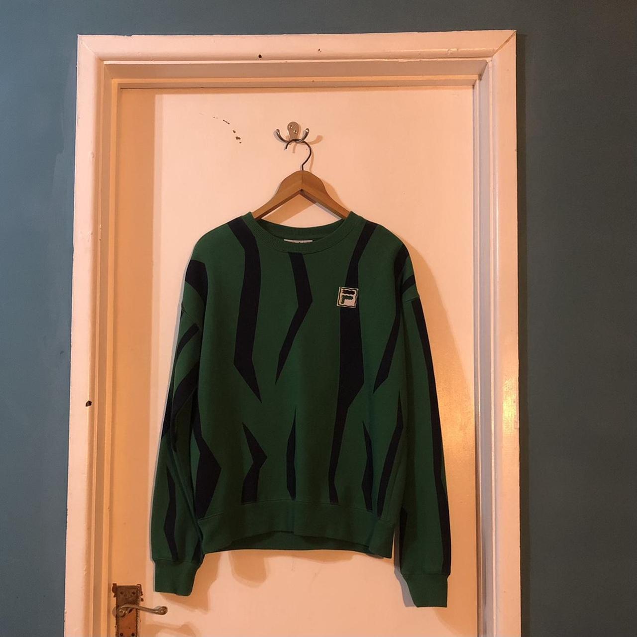 Fila Men's Green and Black Sweatshirt | Depop