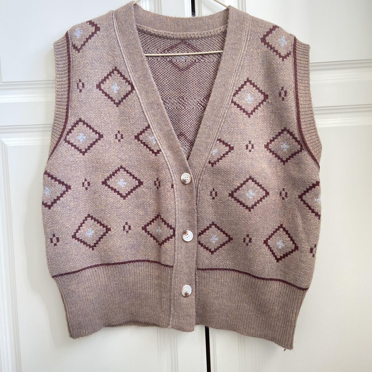 Women's Brown and Grey Cardigan | Depop