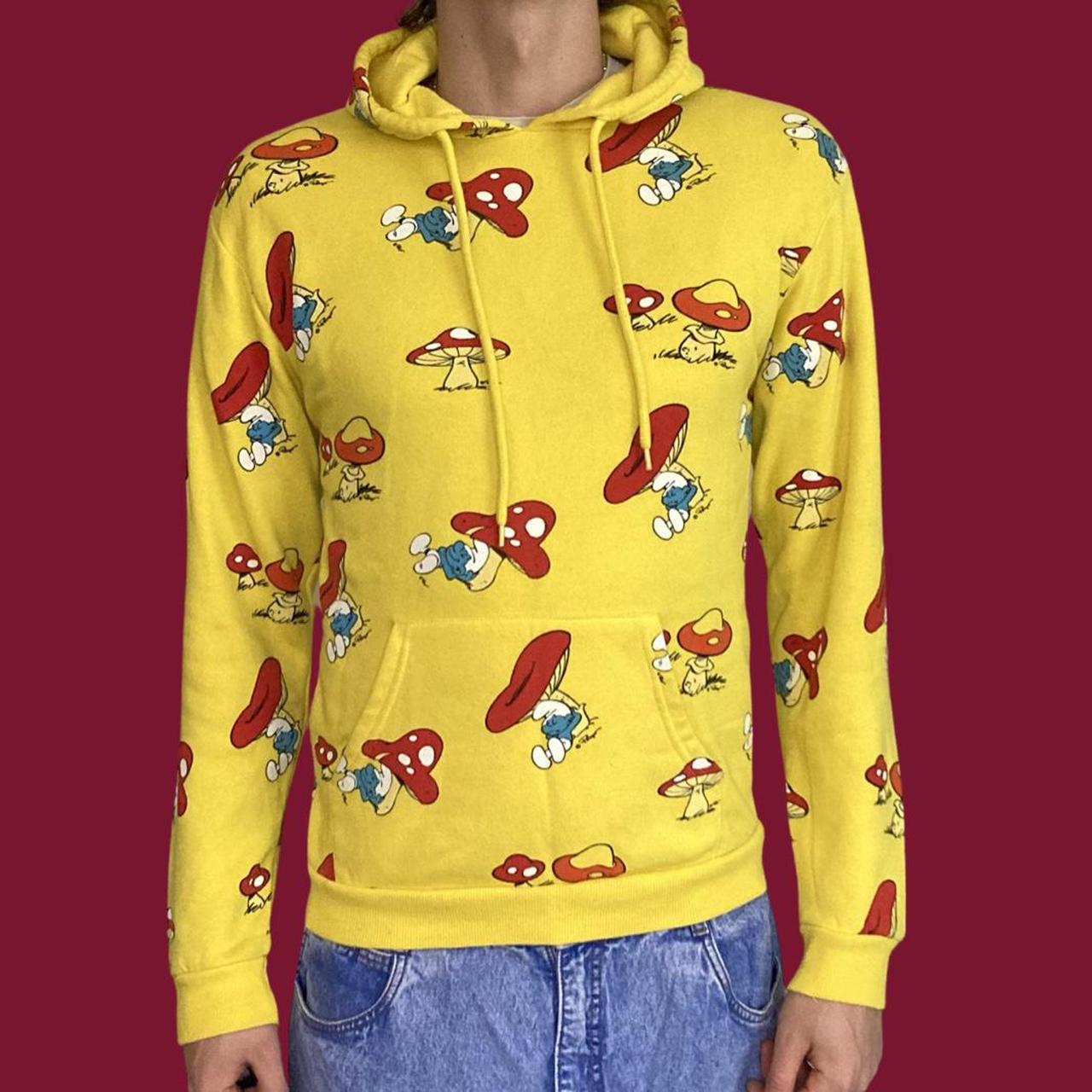 🍄FREE SHIPPING🌻 The Smurfs mushroom hoodie yellow... - Depop