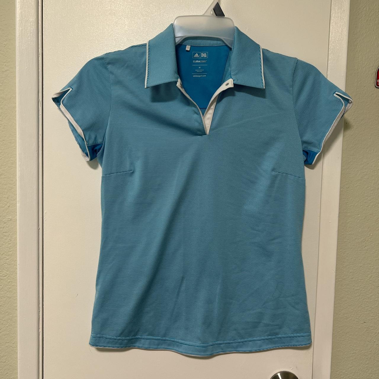 Adidas Women's Blue and White Polo-shirts | Depop