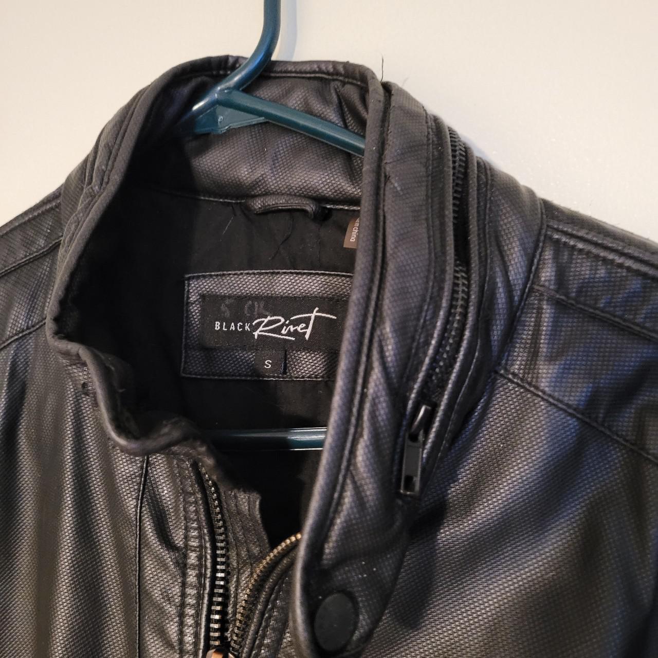 Black Rivet faux leather moto jacket Mens size Sm in... - Depop