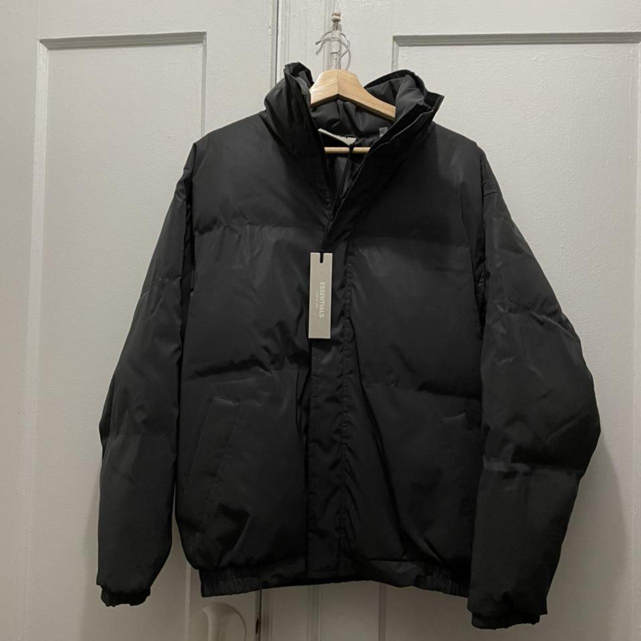 Fear of god Essentials 3m puffer jacket S Black... - Depop