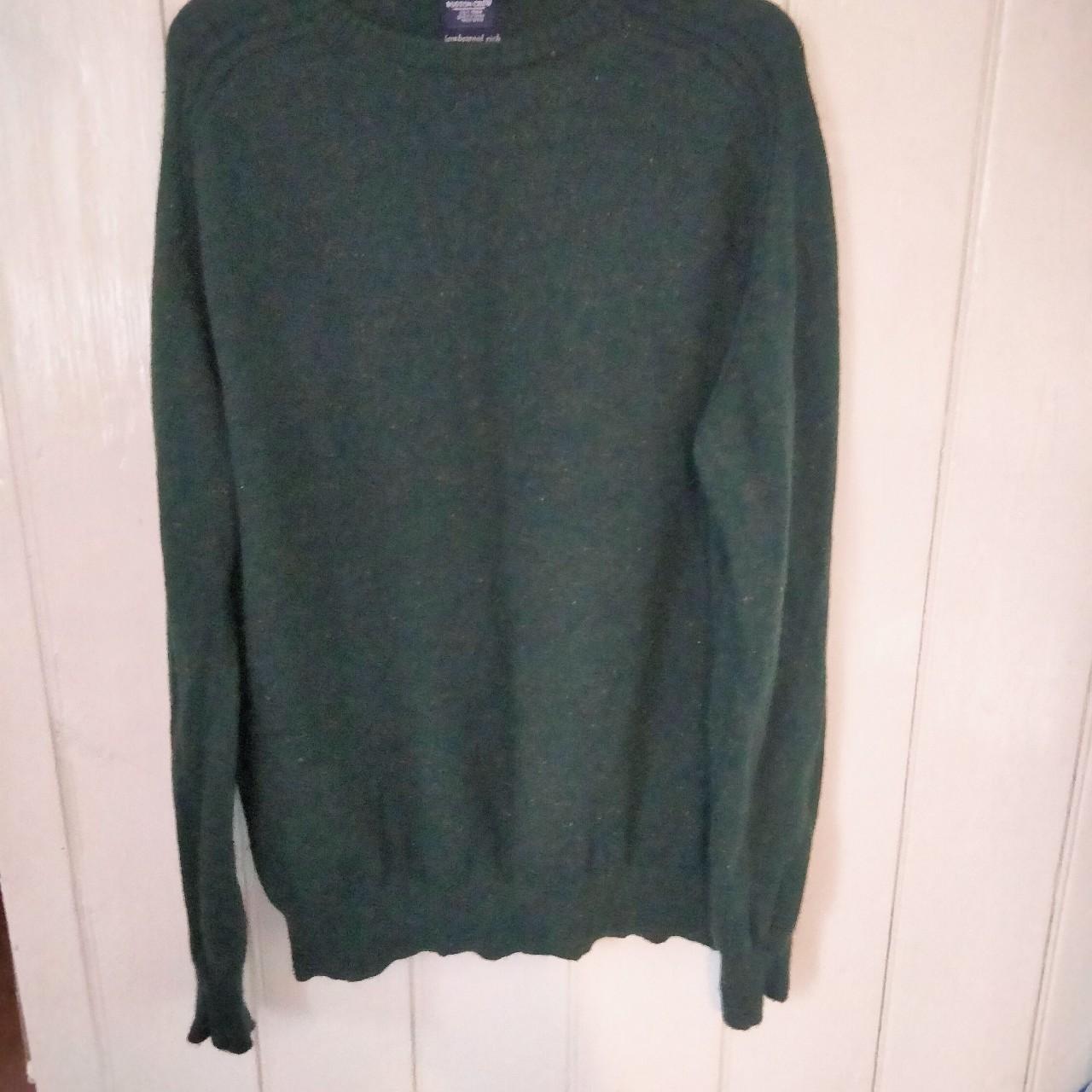 Men's Lambs wool Boston crew green knit jumper, UK... - Depop