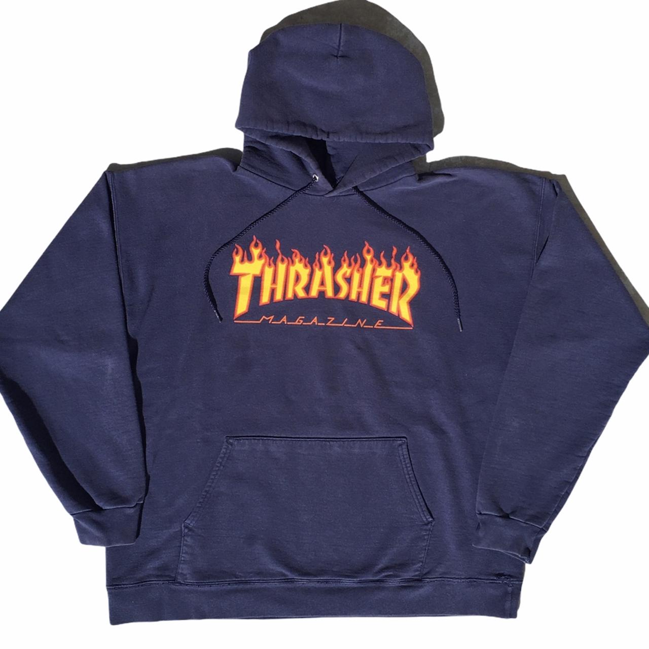 Thrasher hoodie store flames on sleeves