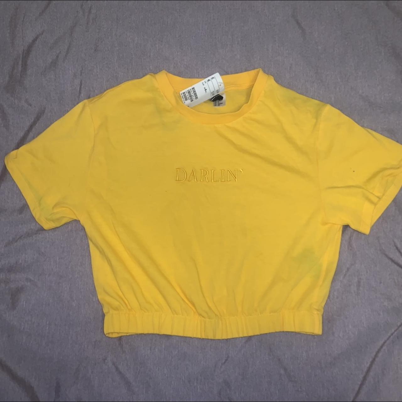 H&M Women's Yellow Crop-top | Depop