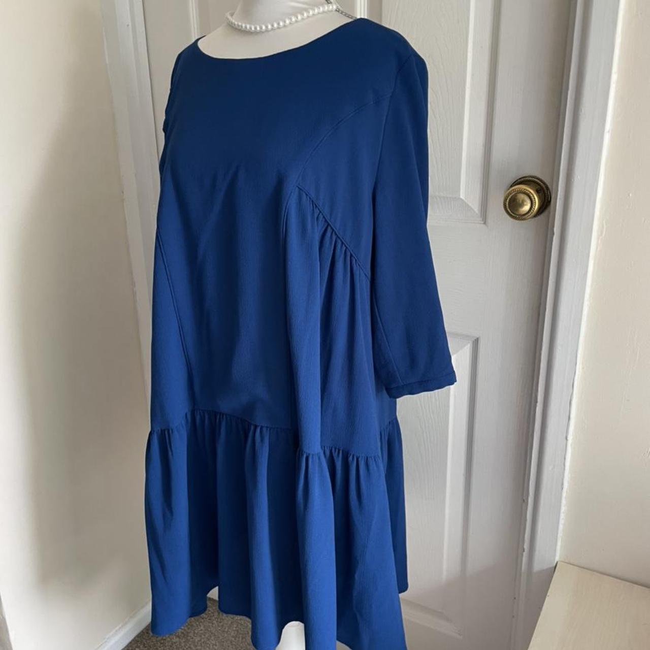 Blue flowy dress with 3/4 length sleeves 97... Depop