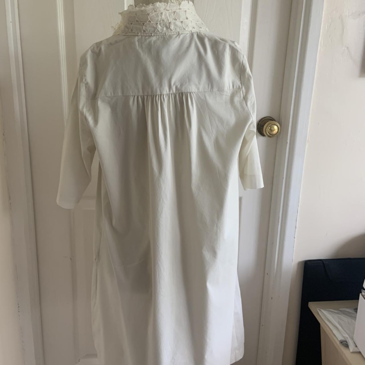 Ivory White long top/dress with buttons at the top... - Depop