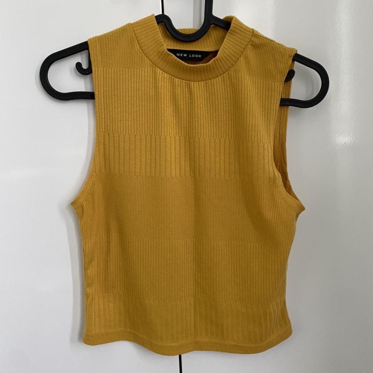 New Look Women's Yellow and Tan Croptop Depop