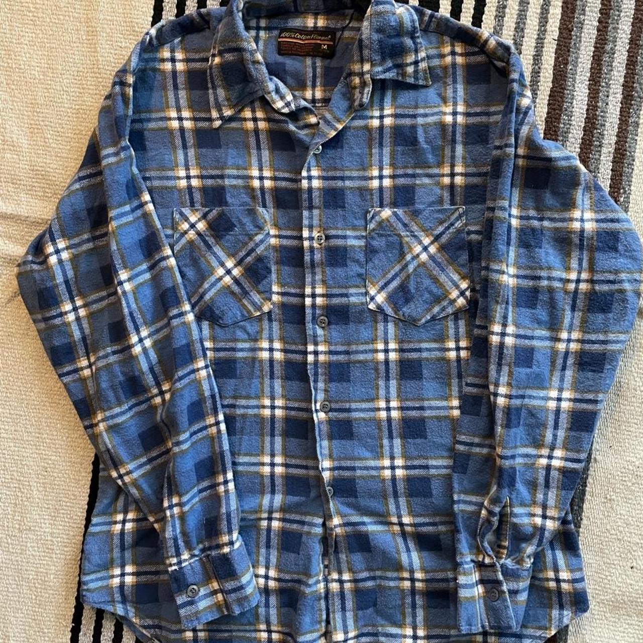 Vintage Montgomery Ward flannel Blue check... - Depop