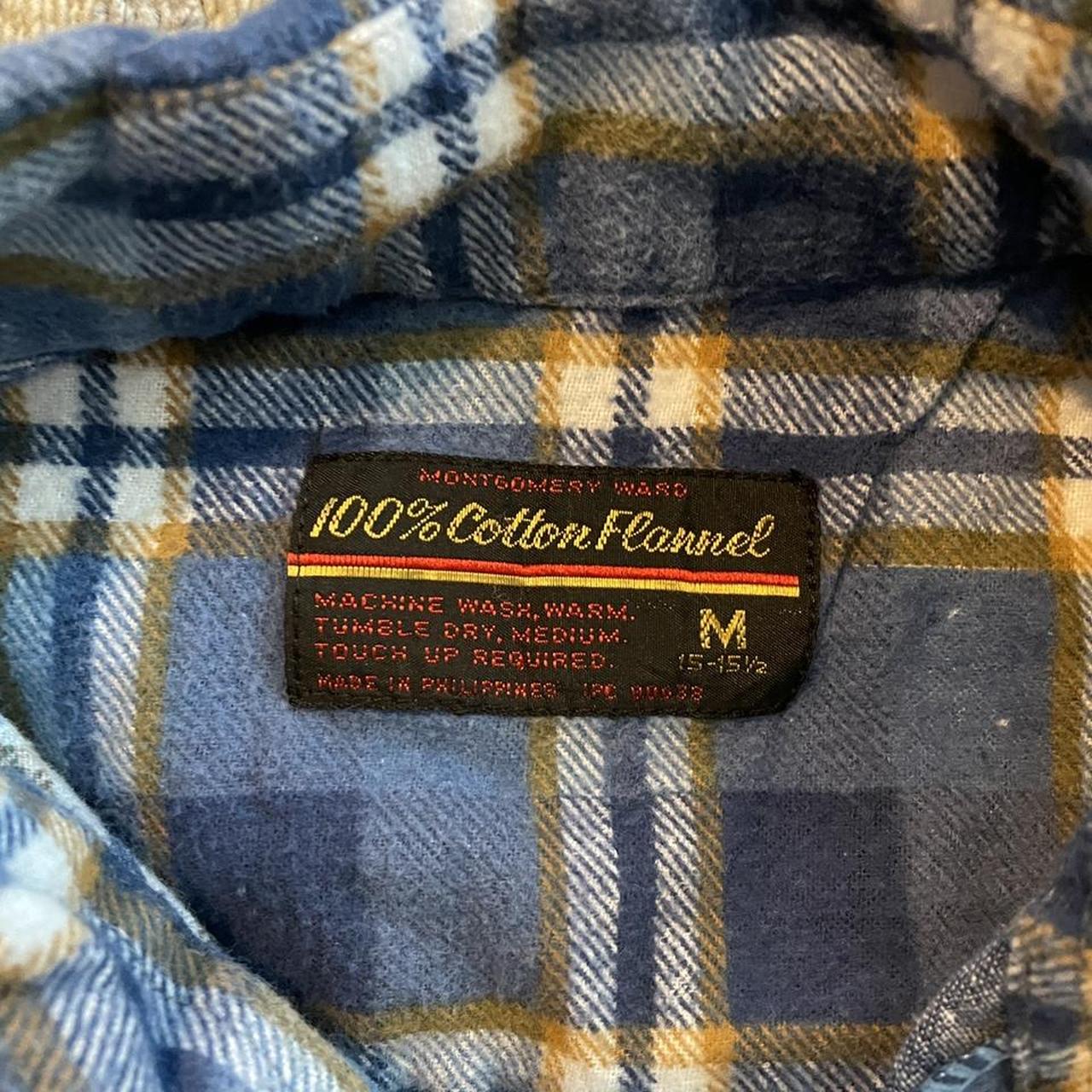 Vintage Montgomery Ward flannel Blue check... - Depop