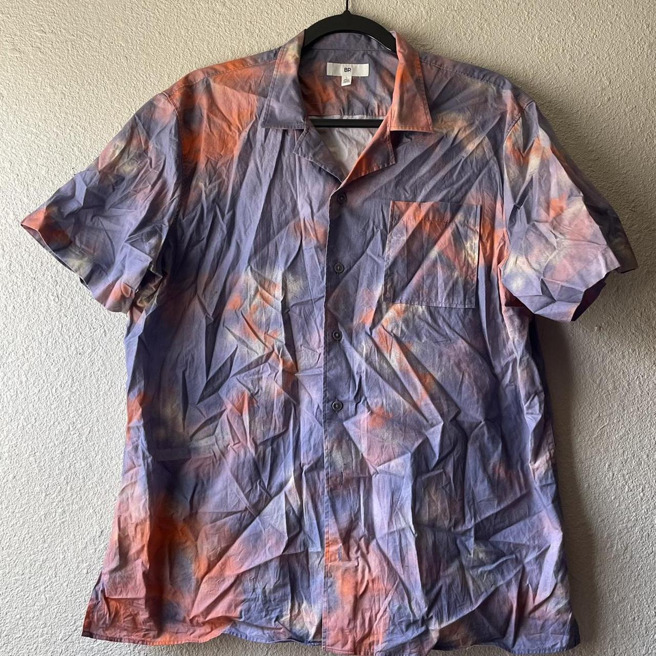 Tie dye purple button down shirt - Depop