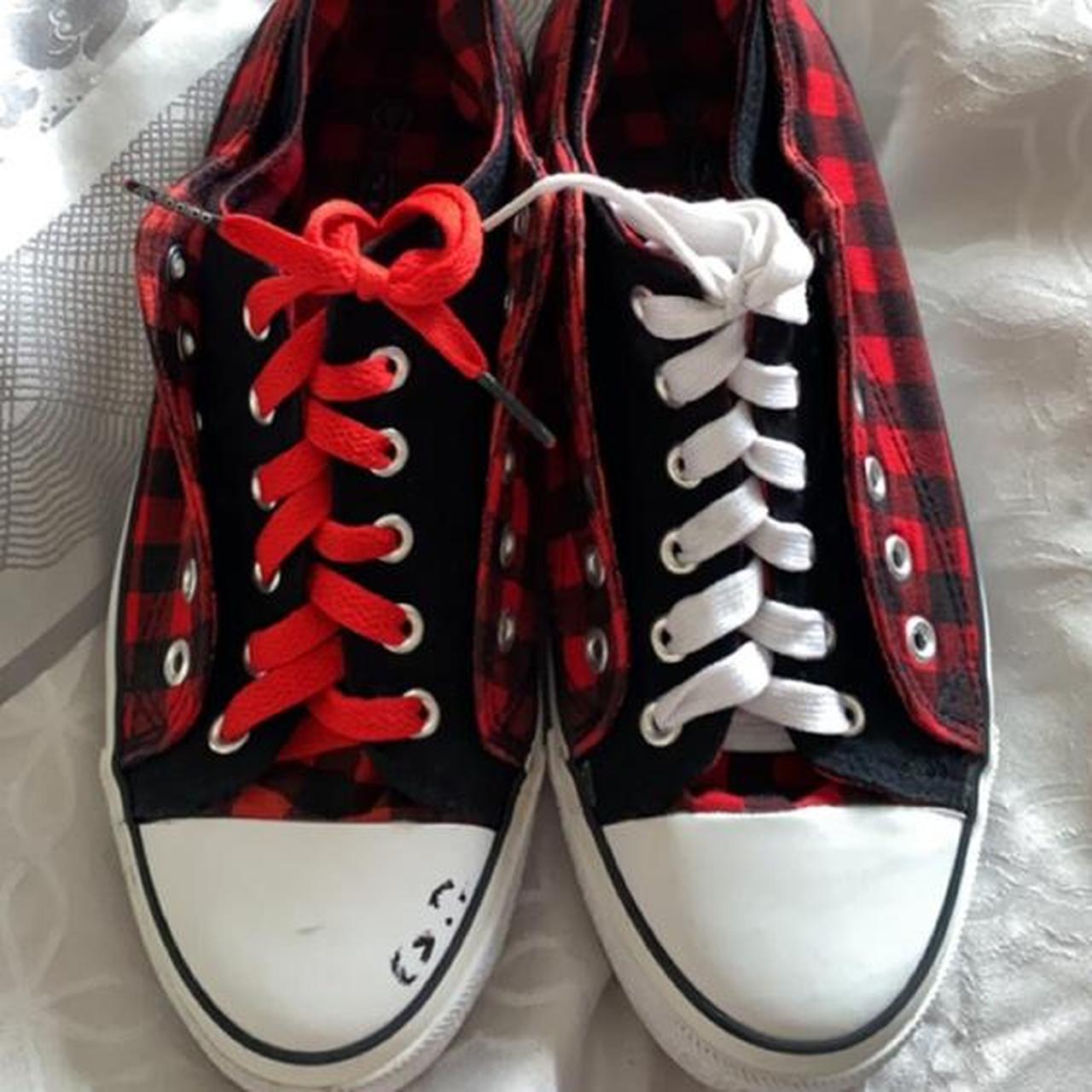 Plaid Low Top Converse Not Real Converse Emo Goth Depop