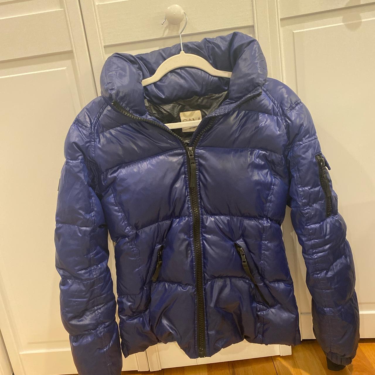 SAM Women's Navy and Blue Jacket | Depop