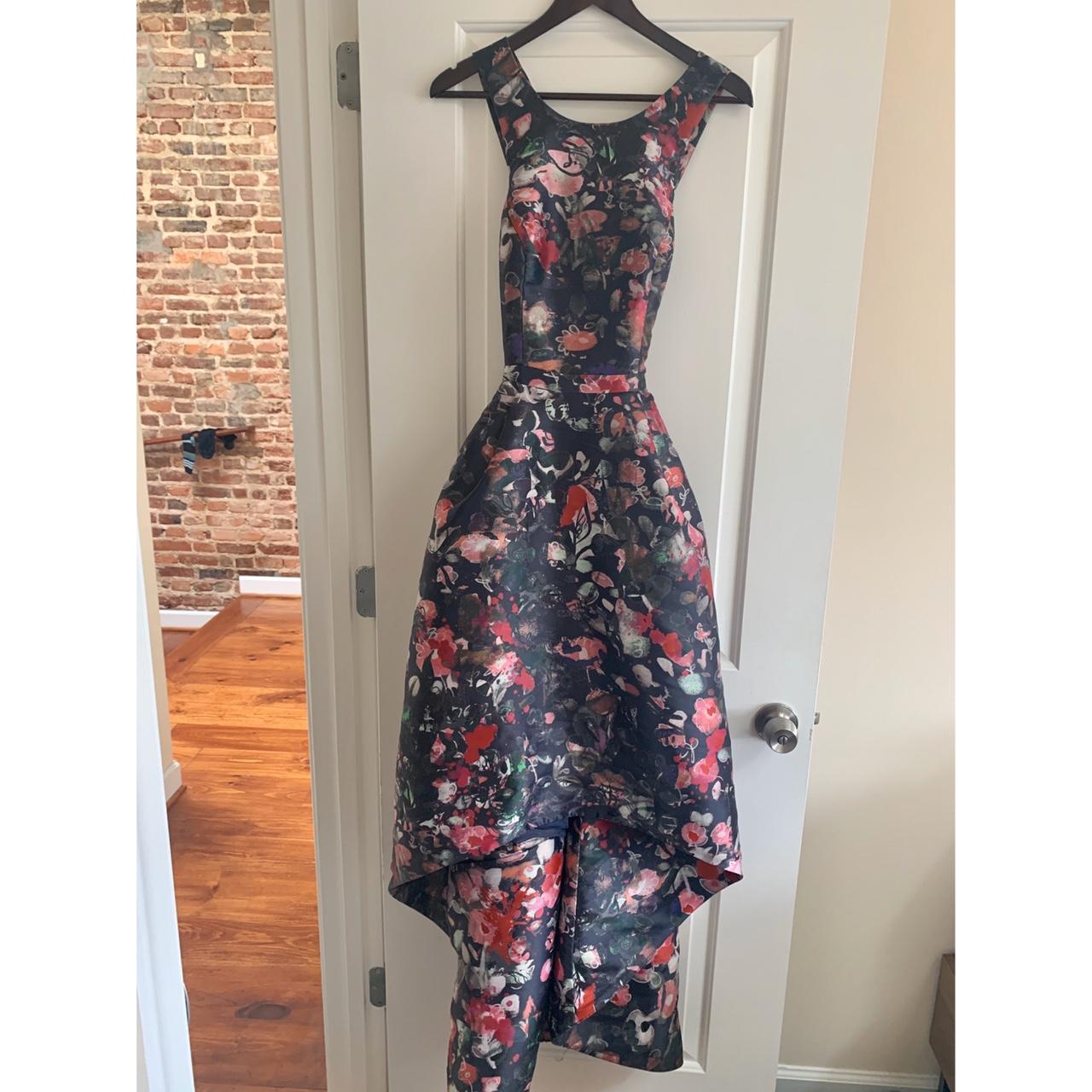 ML Monique Lhuillier Floral Jadore High Low Gown