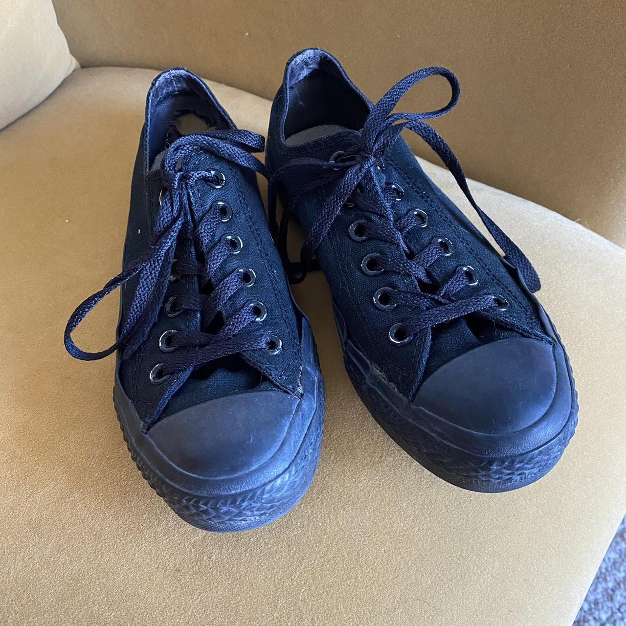 Black Converse Low Top Y2K Black converse size... - Depop