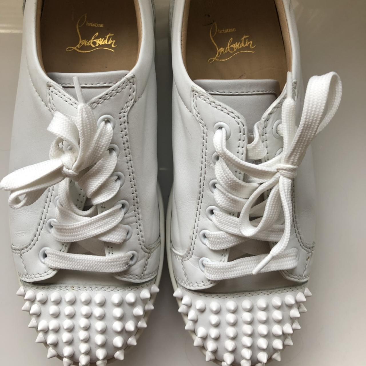 Men’s white Louboutin trainer/shoe size 39 (uk 6)... - Depop