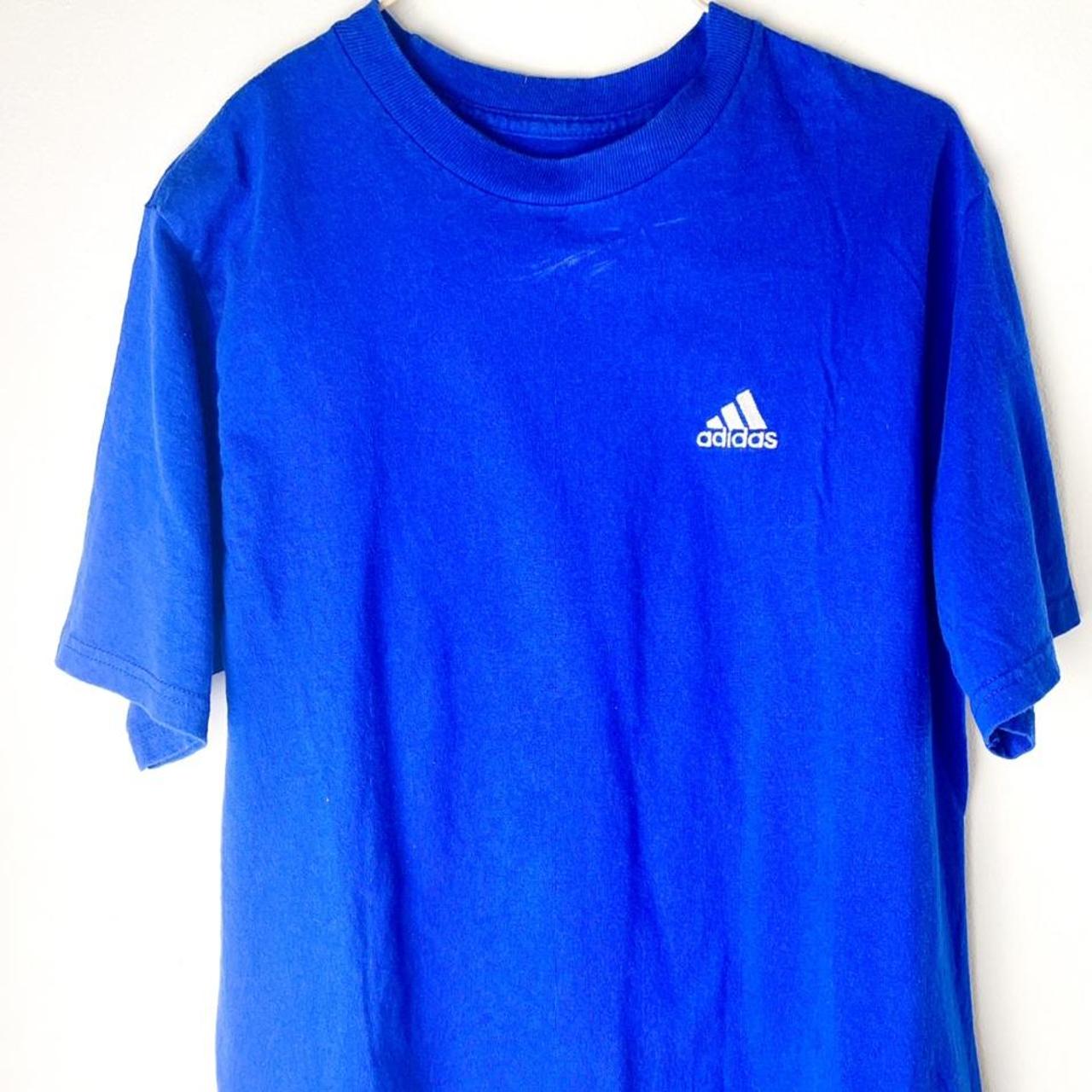 Adidas Men's Blue and White T-shirt | Depop