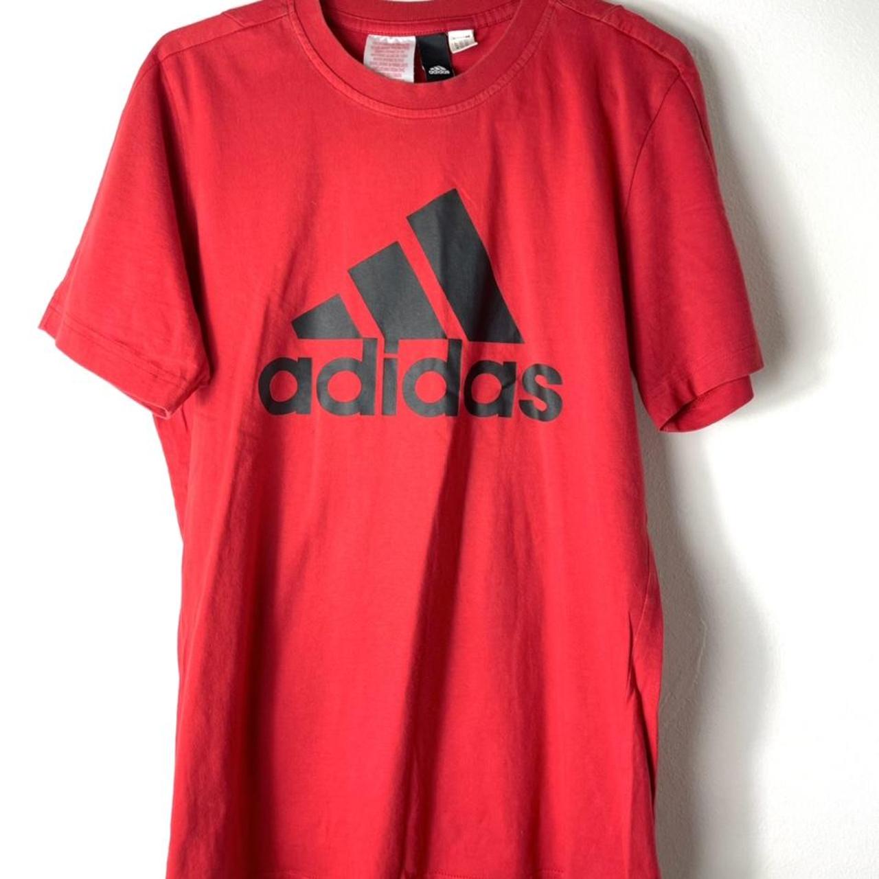 Adidas Men's Red and Black T-shirt | Depop