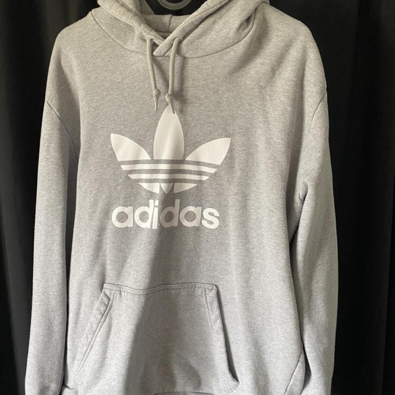 Adidas hoodie Grey hoodie, small stain near... - Depop