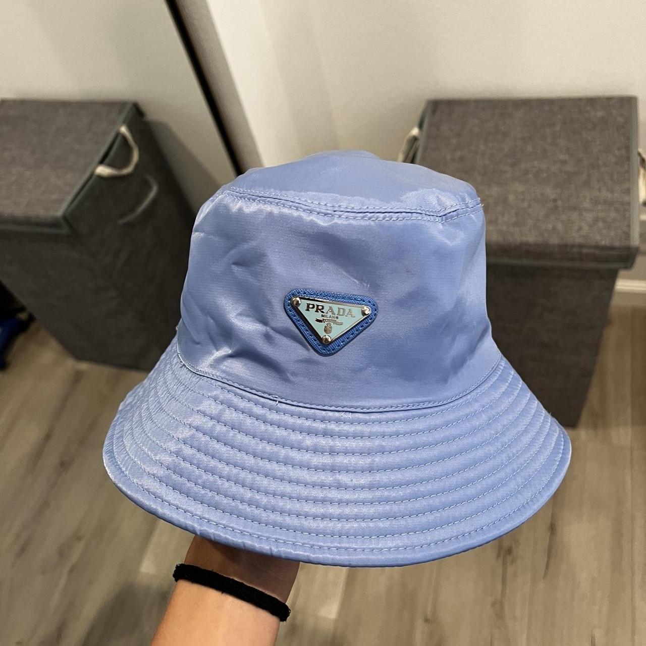Baby blue Prada nylon bucket hat. Purchased from... Depop