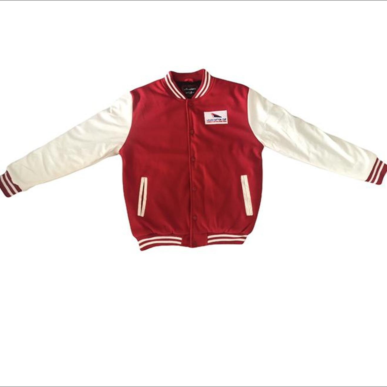 lv red and white jacket