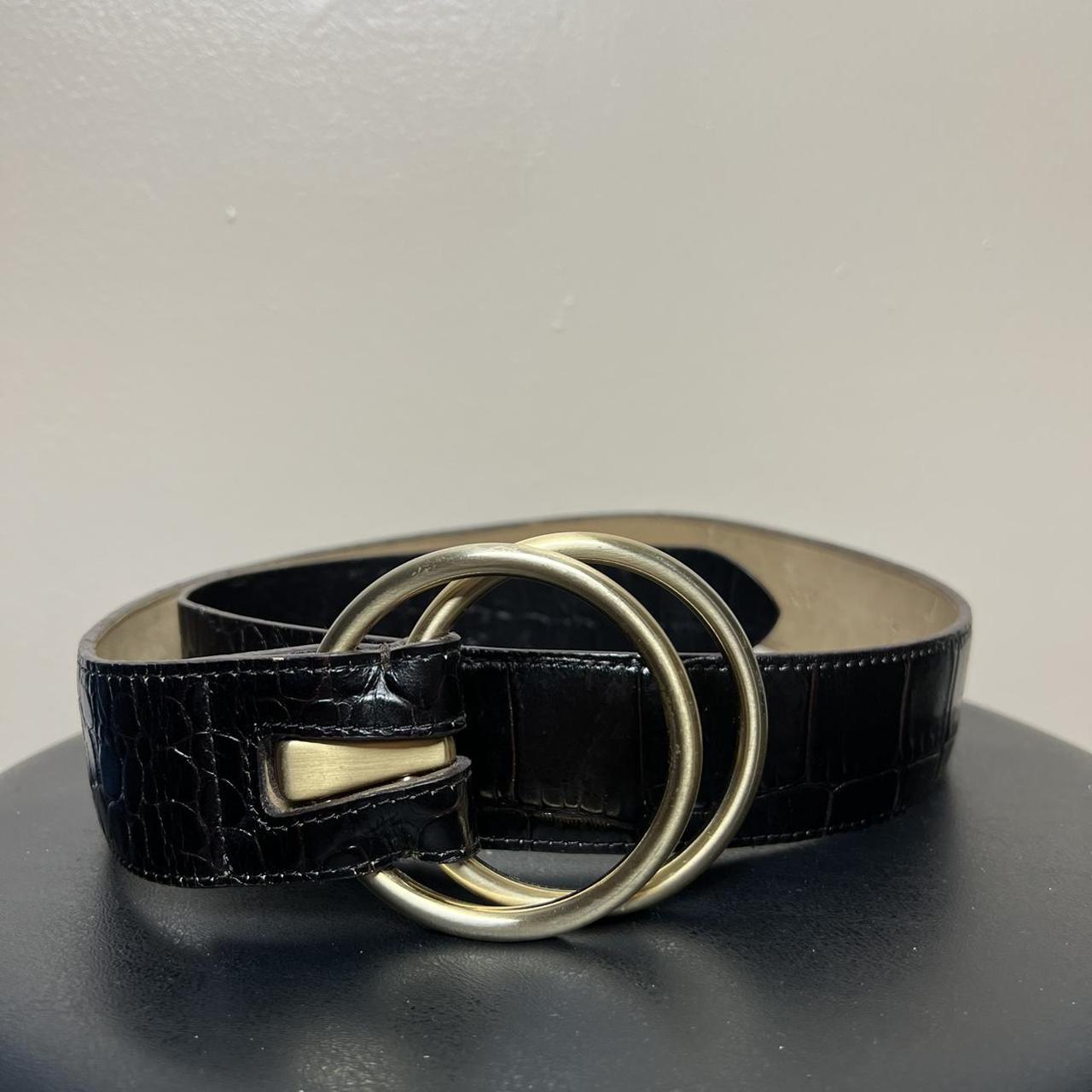 Black Ann Taylor Leather Belt Size L Like New BRAND:... - Depop