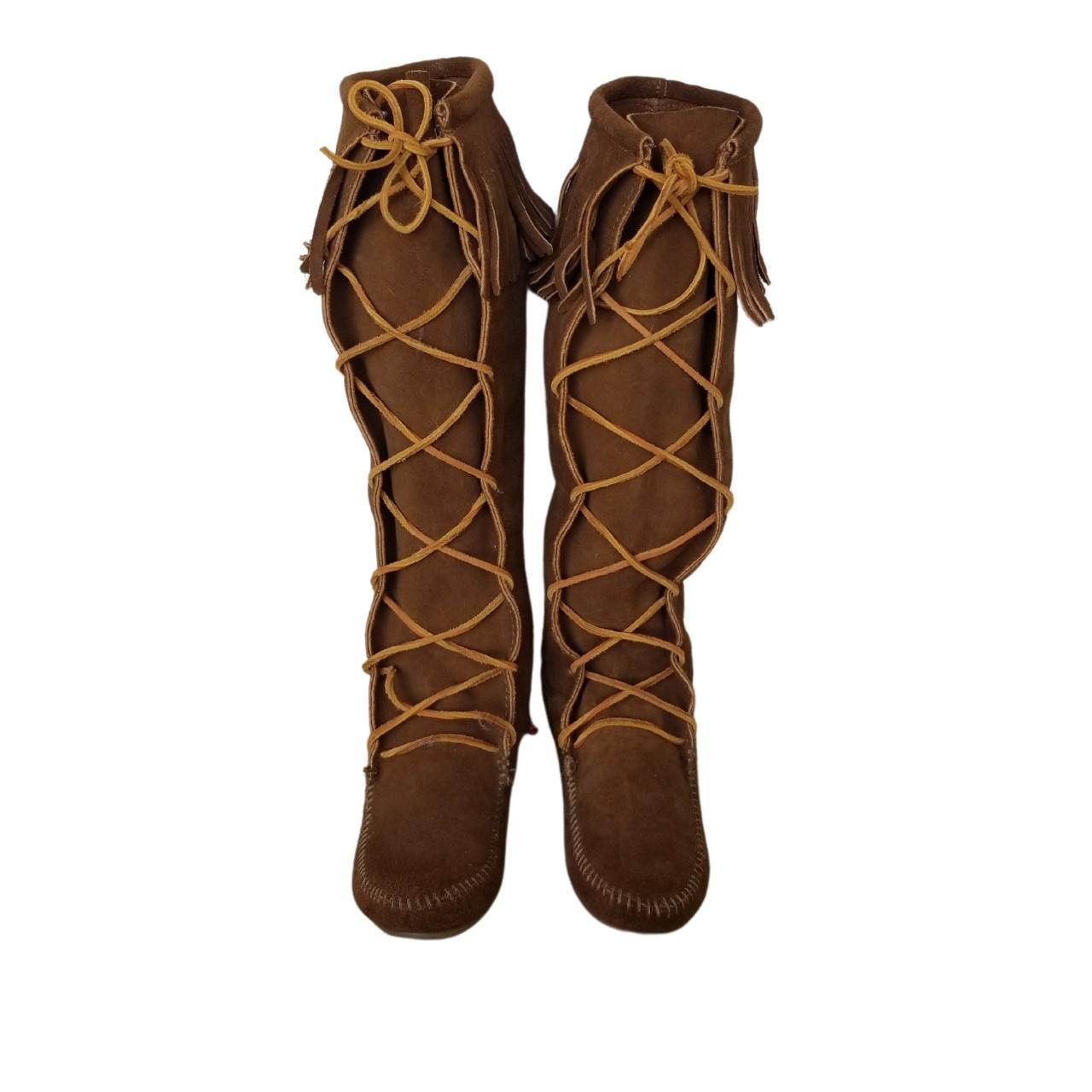 Minnetonka front lace knee high online boot