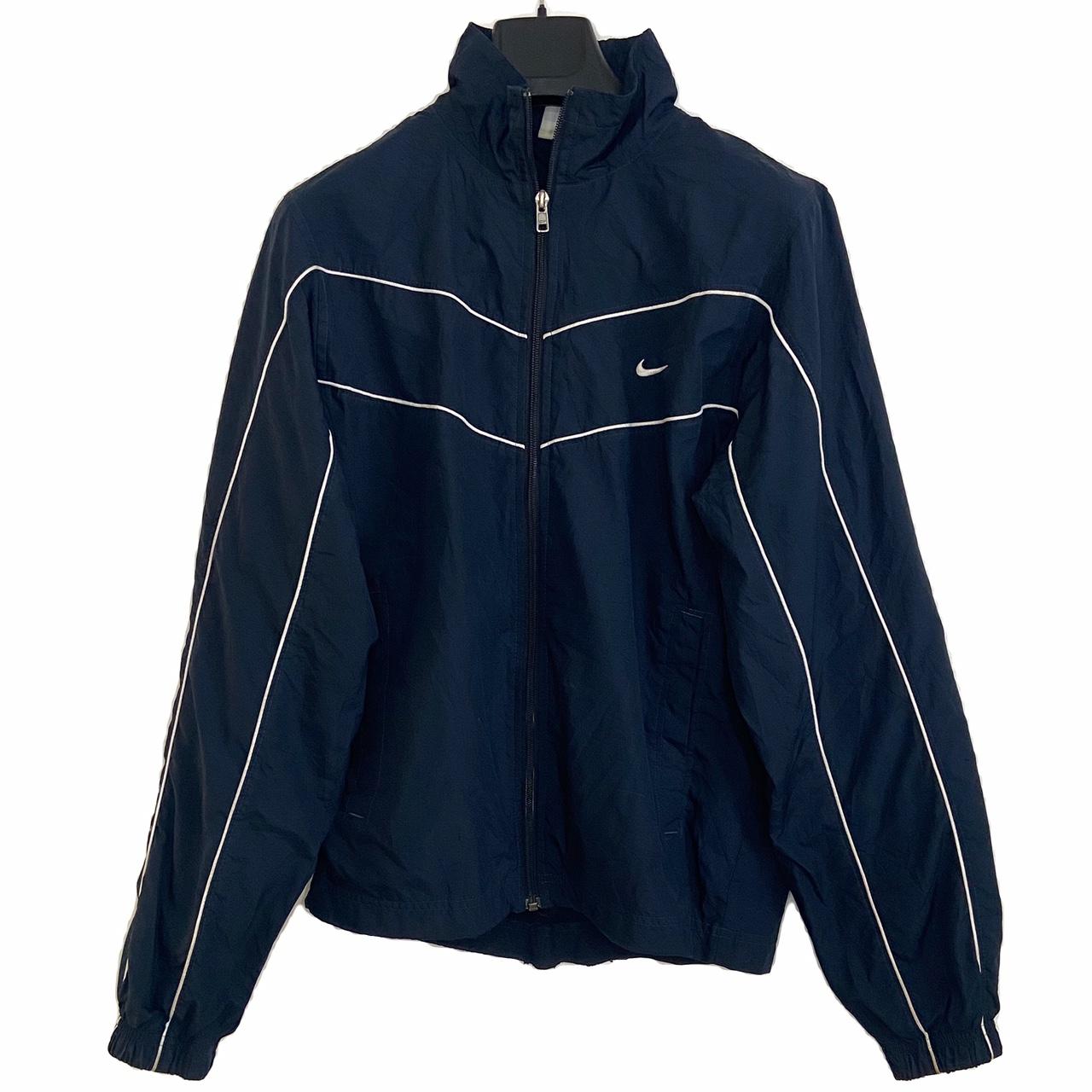 Nike track jacket / windbreaker zip up in a navy... - Depop