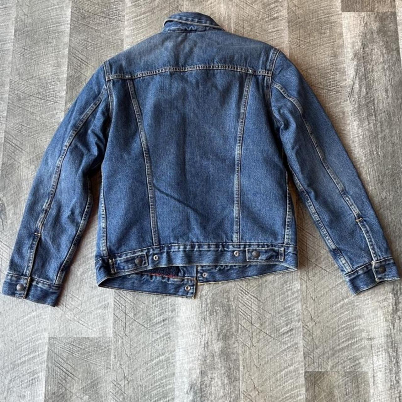 levi’s vintage denim jacket medium wash wool... - Depop