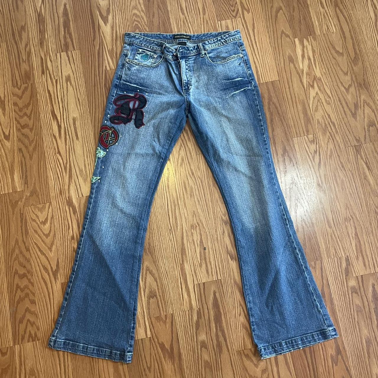 y2k roca jeans 🧚‍♂️ adorable bootcut patchwork early... - Depop