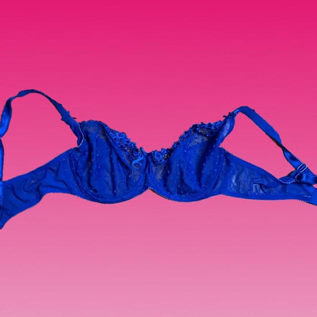 royal blue lace bra 💙 🧚🏻 adorable blue polka dotted... - Depop