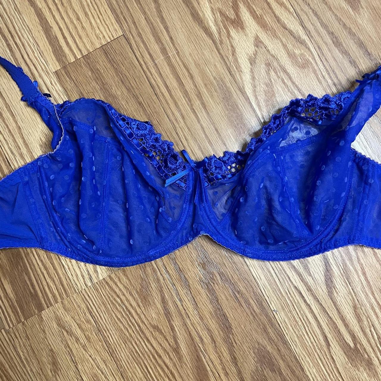 royal blue lace bra 💙 🧚🏻 adorable blue polka dotted... - Depop