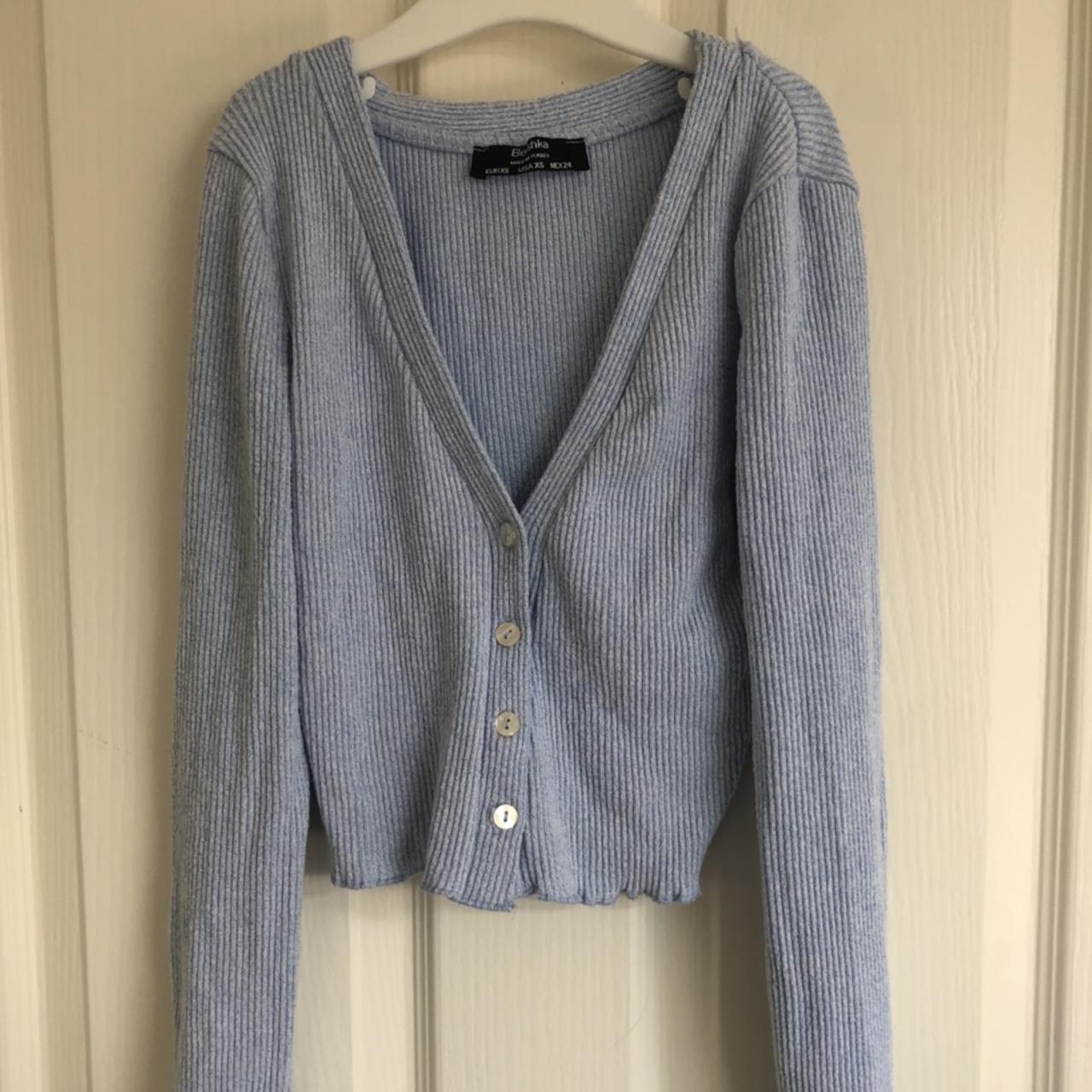 Baby blue cardigan from Bershka with a really pretty... - Depop