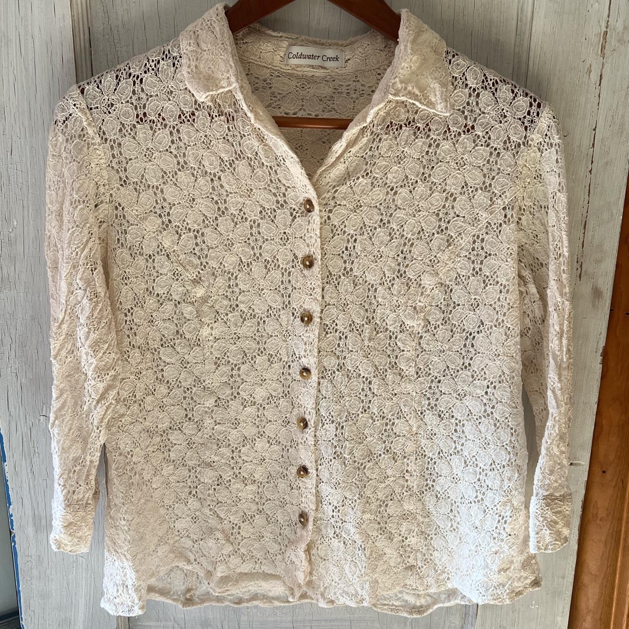 Coldwater Creek Women's Cream Blouse | Depop