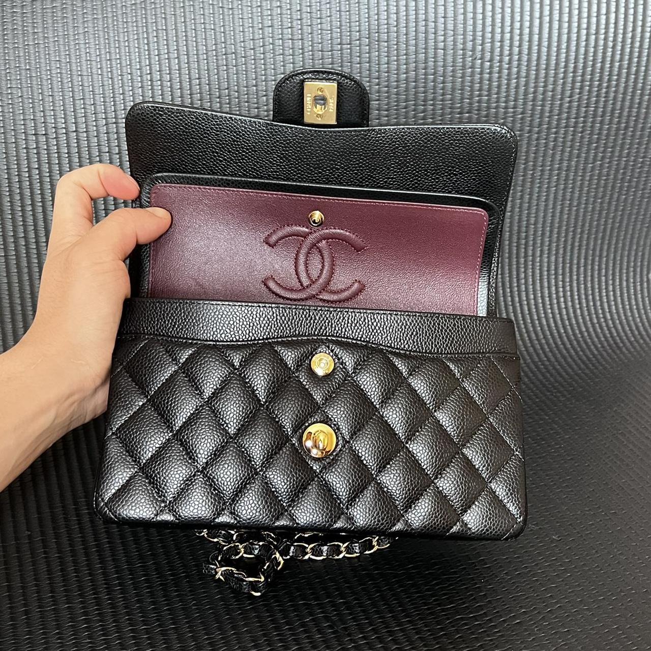 Chanel classic double flap Quilted Caviar Gold-Tone... - Depop