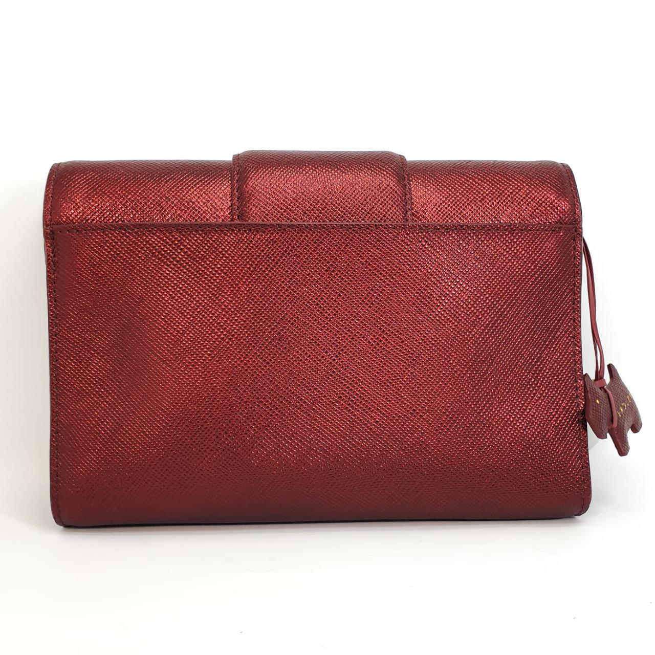 Genuine leather RADLEY LONDON metallic burgundy... - Depop