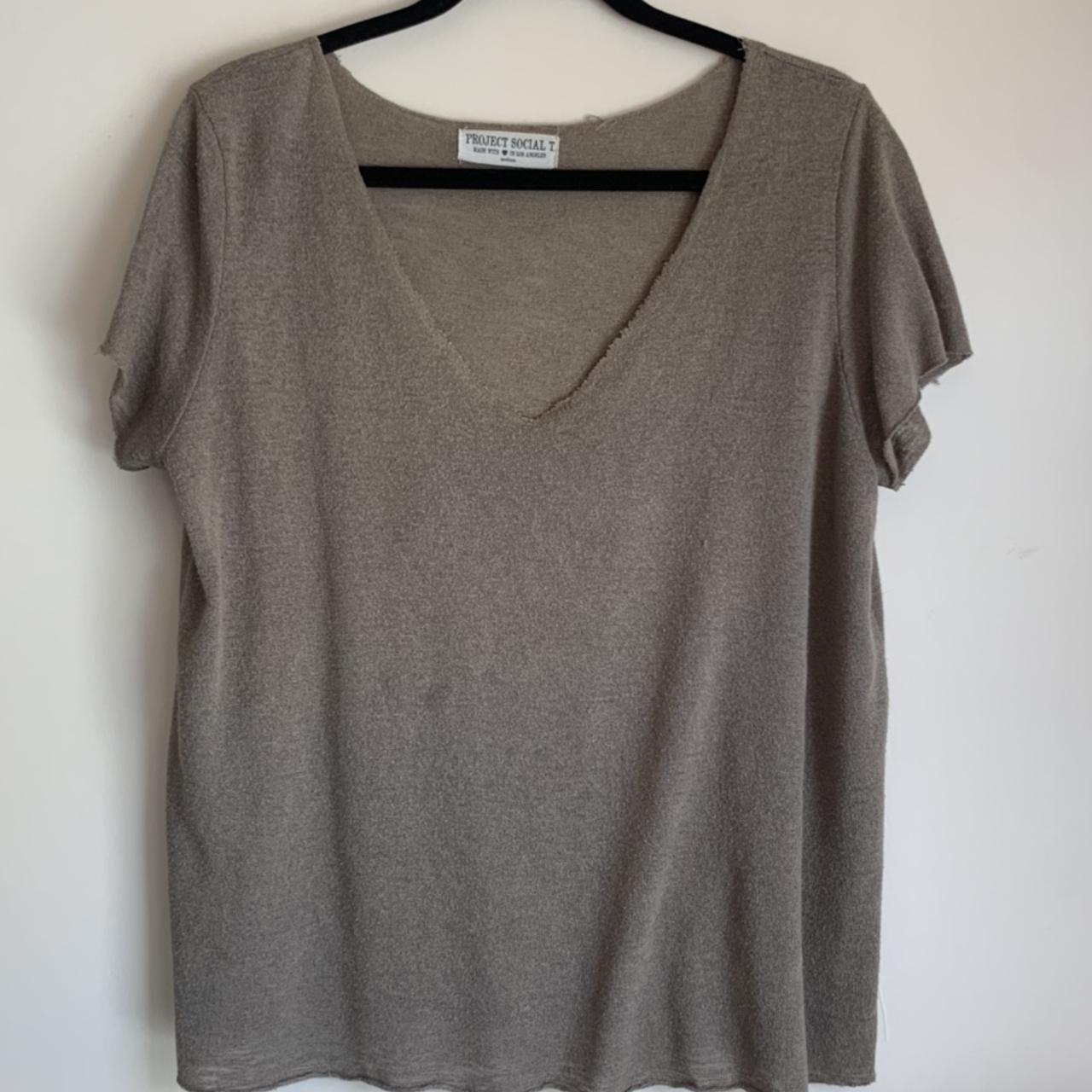 Project Social T Women's Grey and Cream Blouse (2)