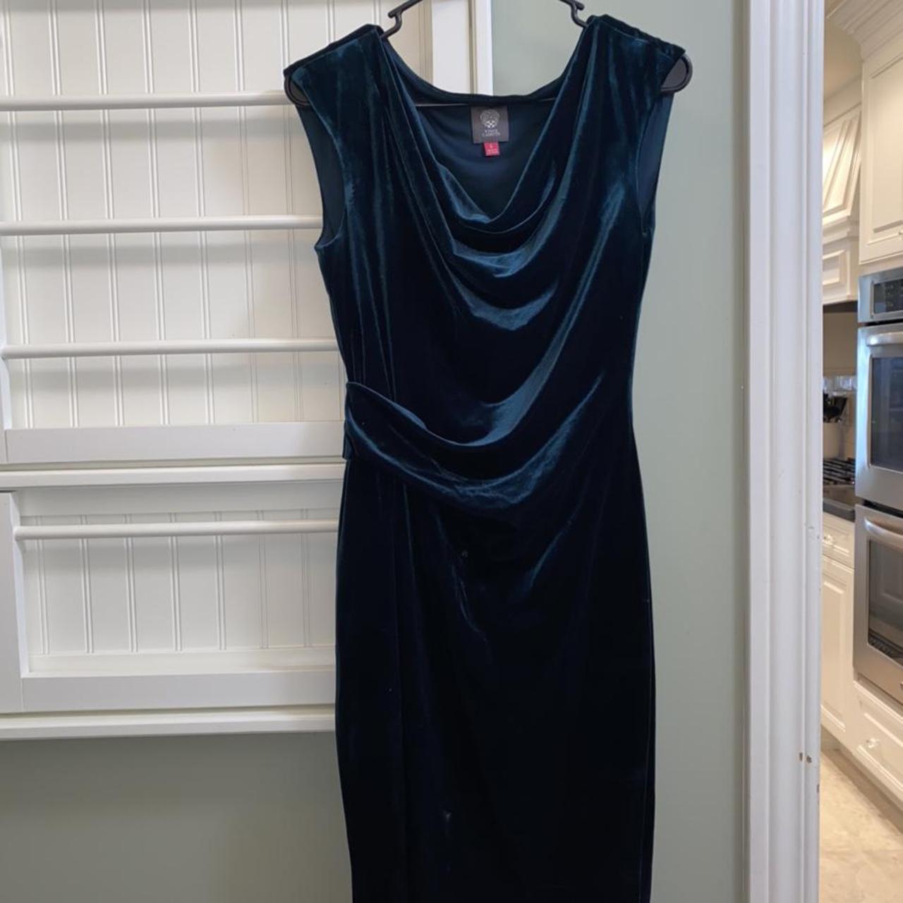 Vince camuto green velvet fashion dress