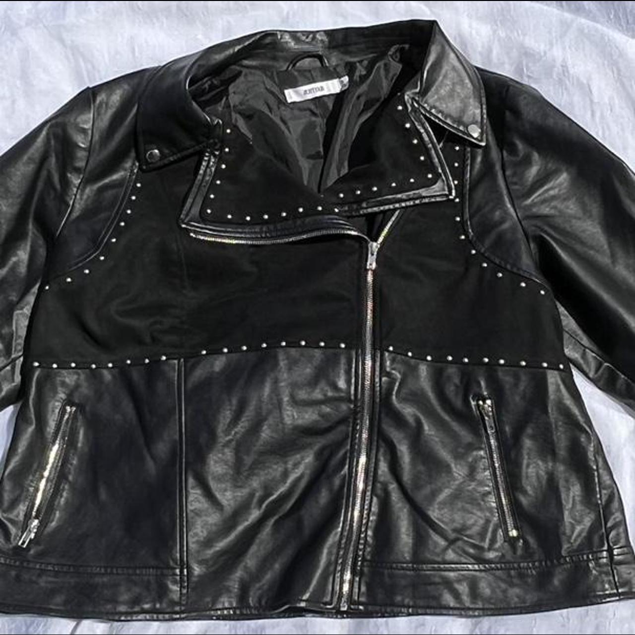 plus size leather studded jacket