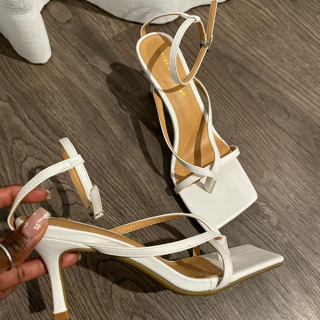 White Sandal Heel “B*ttega” Inspired Lightly... - Depop