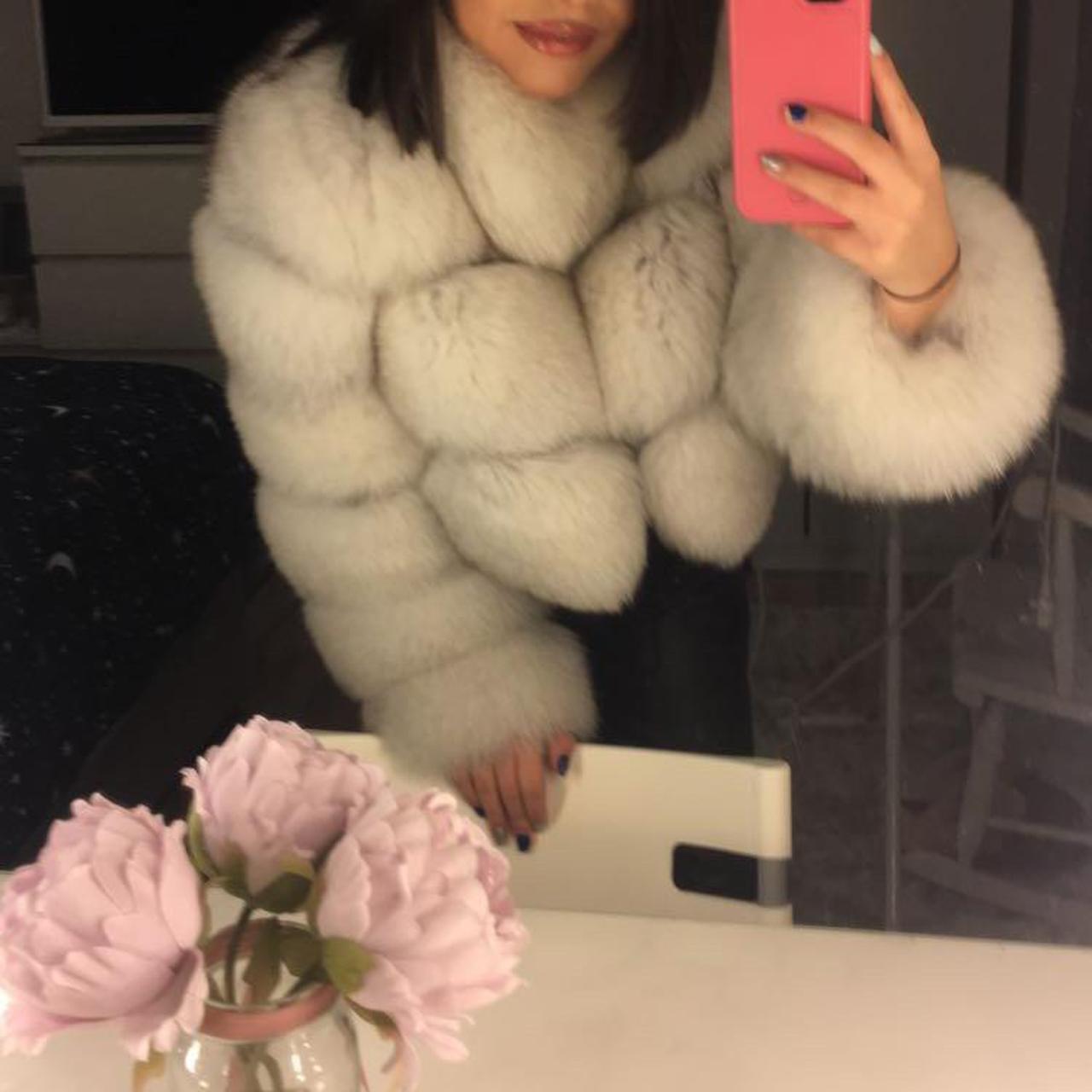 white fur cropped jacket