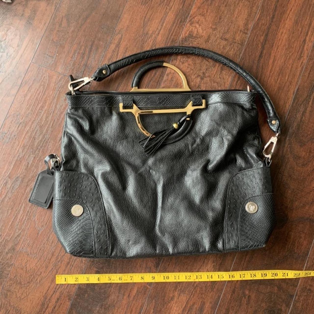 JOY MANGANO Black LEATHER ADJUSTABLE STRAP 2 WAY... - Depop