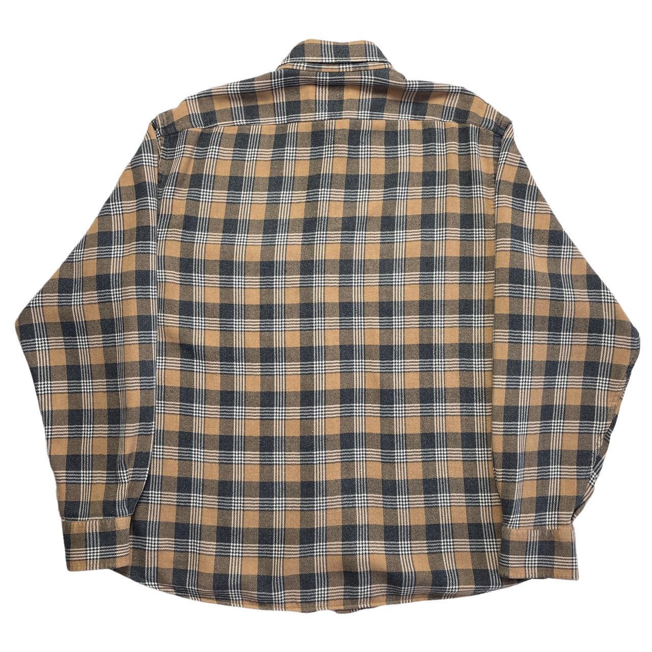 Vintage Check Flannel Shirt in Tan/Black/White.... - Depop